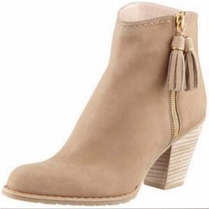 Stuart Weitzman Cream Colored Suede Ankle Boots